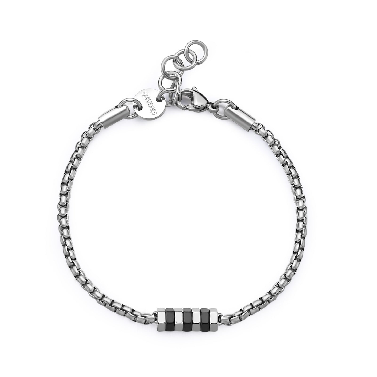 Bracciale S'agap in acciaio 316L e pvd nero da uomo 21,5 cm