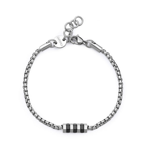 Bracciale S'agap in acciaio 316L e pvd nero da uomo 21,5 cm