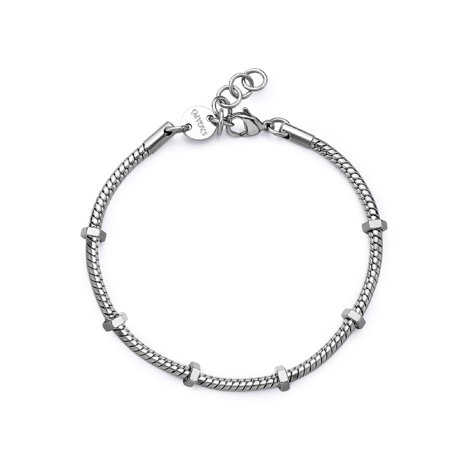 Bracciale S'agap in acciaio 316L di colore argento da uomo 21,5 cm