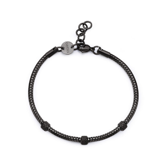 Bracciale S'agap in acciaio 316L di colore nero da uomo 21,5 cm