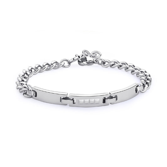 Bracciale catena S'agapõ in acciaio 316L color argento 21 cm