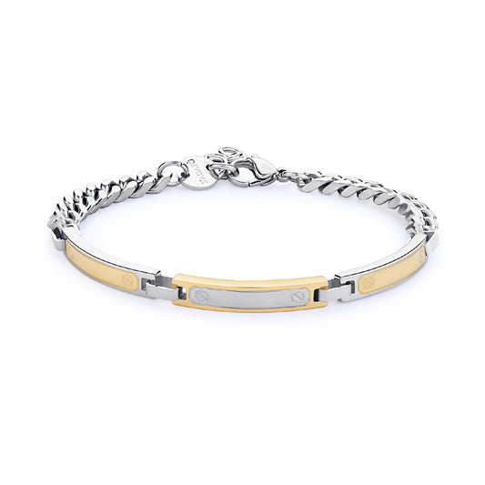 Bracciale catena S'agapõ in acciaio argento e pvd oro 21 cm