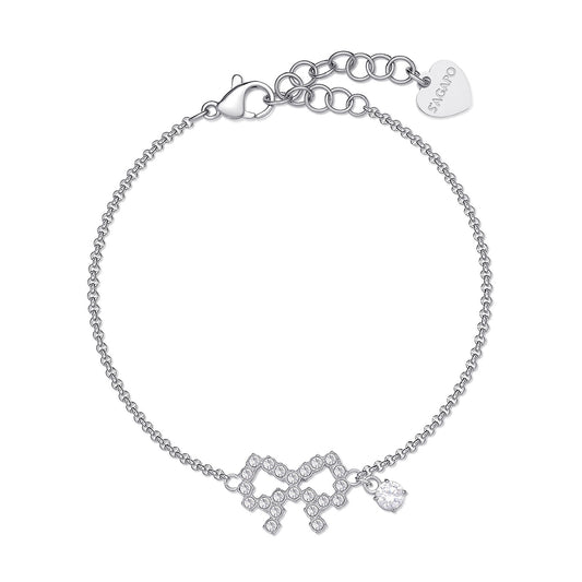 Bracciale catena donna S'agapõ acciaio con fiocco cristalli 18,5 cm