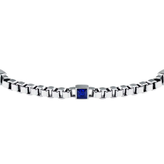 Bracciale catena uomo Morellato Urban acciaio con zirconi blu