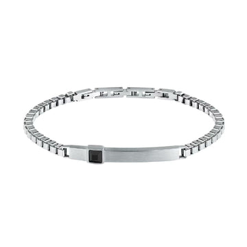 Bracciale catena uomo Morellato Urban acciaio piastrina zircone nero