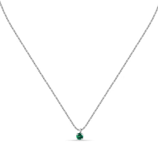 Collana punto luce donna Morellato Tesori argento zircone verde