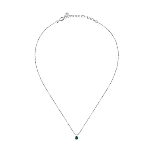 Collana punto luce donna Morellato Tesori argento zircone verde