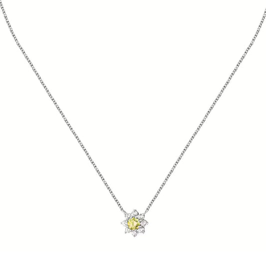 Collana donna Morellato Tesori argento fiore di zirconi bianchi e giallo