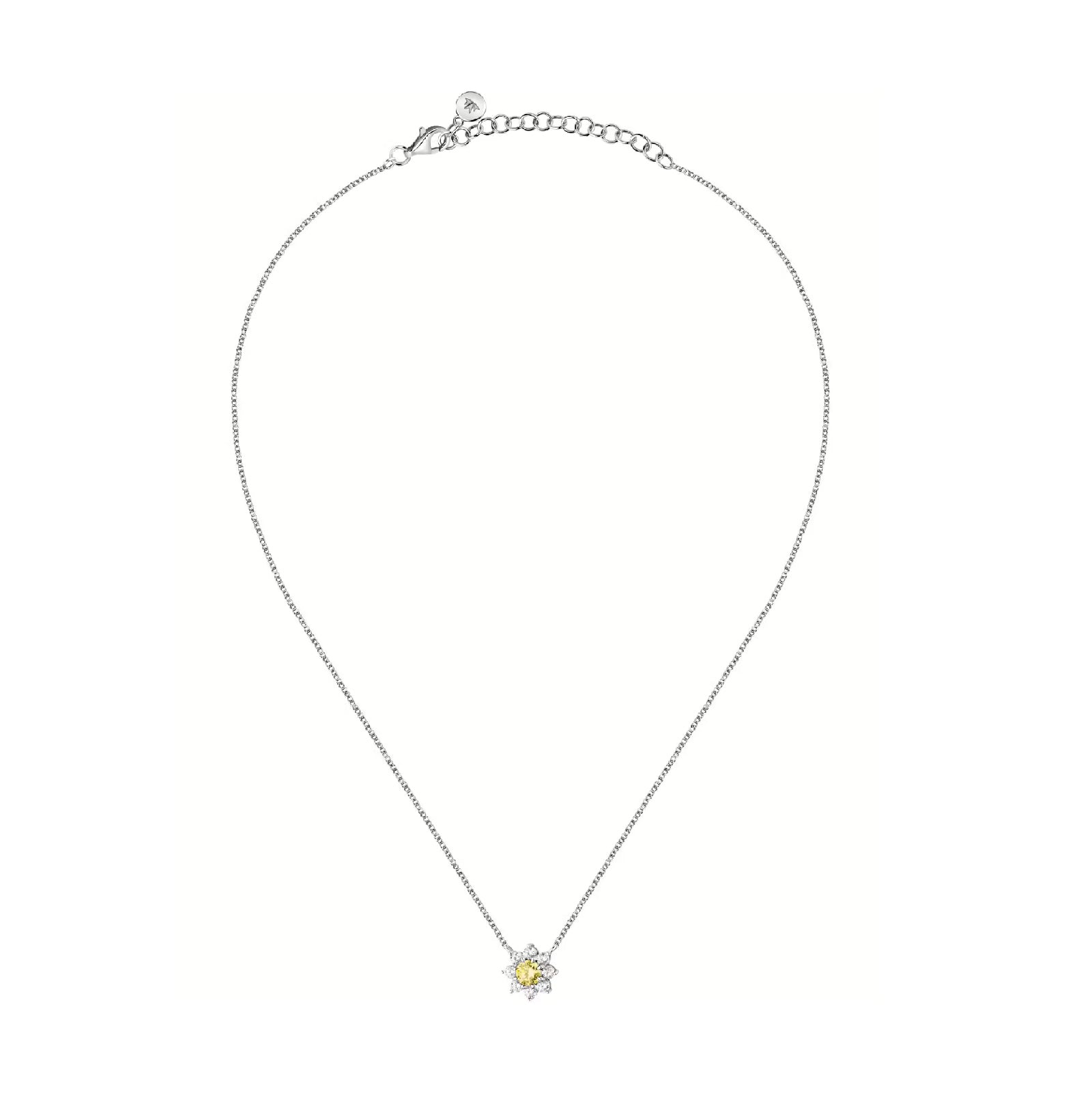 Collana donna Morellato Tesori argento fiore di zirconi bianchi e giallo SAIW185