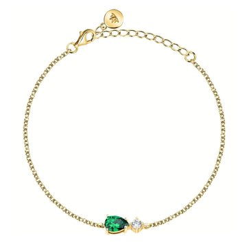 Bracciale donna Morellato Tesori argento dorato zirconi verde goccia