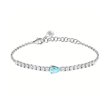 Bracciale donna Morellato Tesori argento zirconi bianchi e azzurro goccia