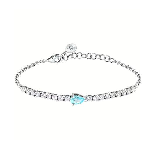 Bracciale donna Morellato Tesori argento zirconi bianchi e azzurro goccia