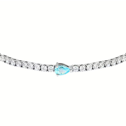 Bracciale donna Morellato Tesori argento zirconi bianchi e azzurro goccia