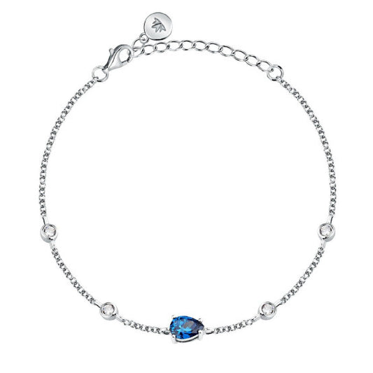 Bracciale donna Morellato Tesori argento zirconi bianchi e blu goccia