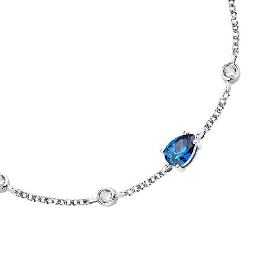 Bracciale donna Morellato Tesori argento zirconi bianchi e blu goccia