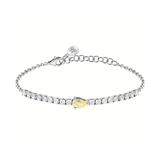 Bracciale donna Morellato Tesori argento zirconi bianchi e giallo goccia