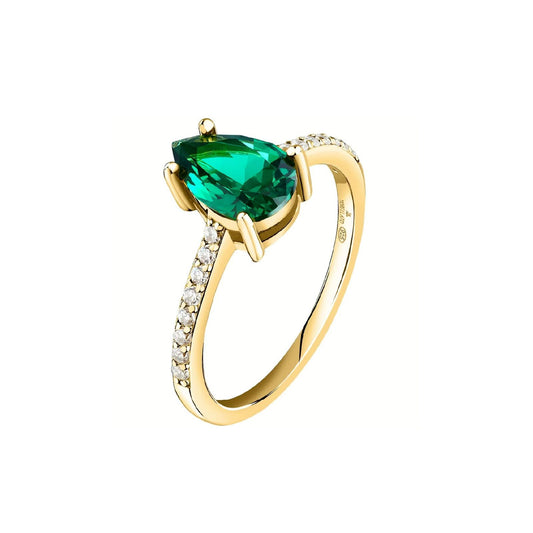 Anello solitario donna Morellato Tesori argento dorato zircone verde goccia