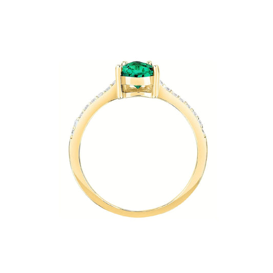 Anello solitario donna Morellato Tesori argento dorato zircone verde goccia