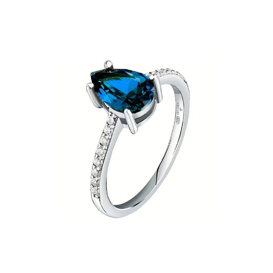 Anello solitario donna Morellato Tesori argento zircone blu goccia