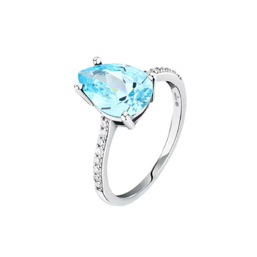 Anello solitario donna Morellato Tesori argento zircone azzurro goccia