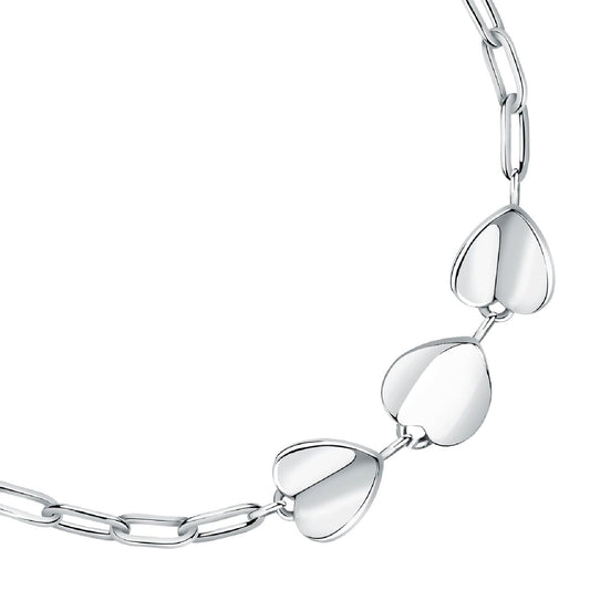 Bracciale donna Morellato Pailettes acciaio 3 ciondoli cuore