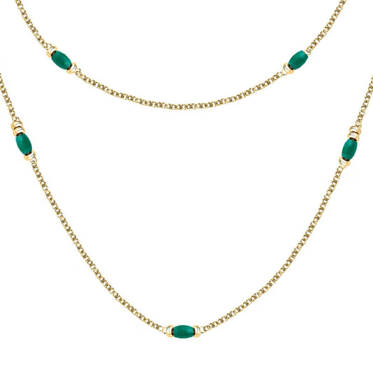 Collana lunga Morellato Colori donna in acciaio dorato con pietre verde