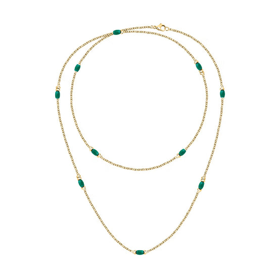 Collana lunga Morellato Colori donna in acciaio dorato con pietre verde SAXQ01