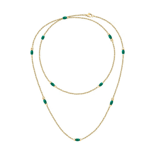 Collana lunga Morellato Colori donna in acciaio dorato con pietre verde