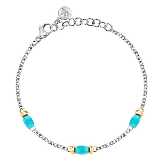 Bracciale catena Morellato Colori donna in acciaio con tre pietre azzurre