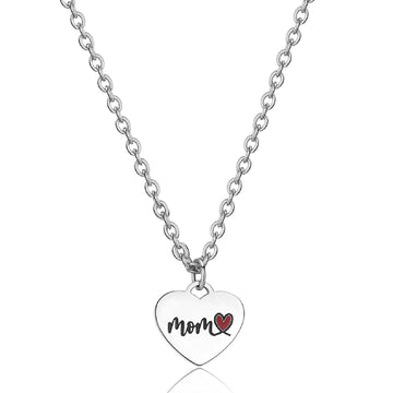 Collana donna S'agapõ Be My Family in acciaio con cuore e frase "Mom"