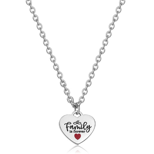 Collana donna S'agapõ Be My Family in acciaio con cuore e frase "Family is forever"