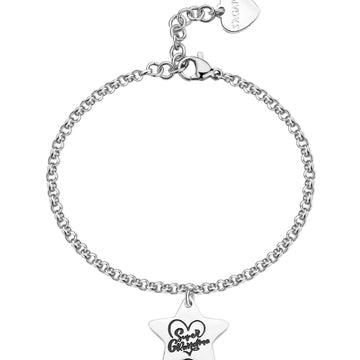 Bracciale donna S'agapõ Be My Family in acciaio con stella e frase "Super grandma" SBY038-1