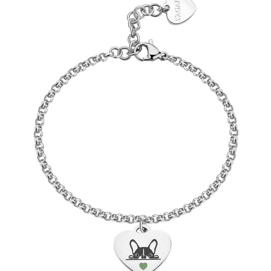 Bracciale donna S'agapõ Be My Family in acciaio con cuore e cane