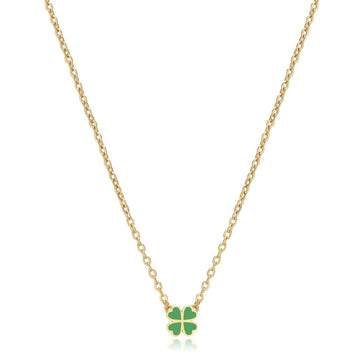 Collana donna S'agapõ Click in acciaio oro con quadrifoglio verde