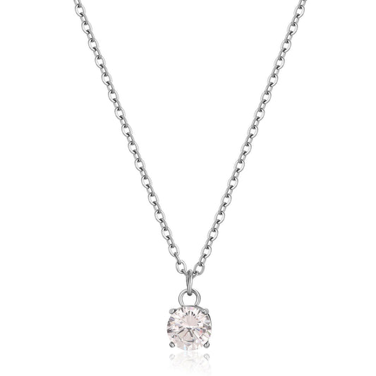 Collana donna S'agapõ Dazzly in acciaio con zircone zirconia bianco SDZ03-1