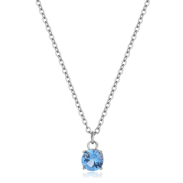 Collana donna S'agapõ Dazzly in acciaio con zircone zirconia azzurro SDZ04-1