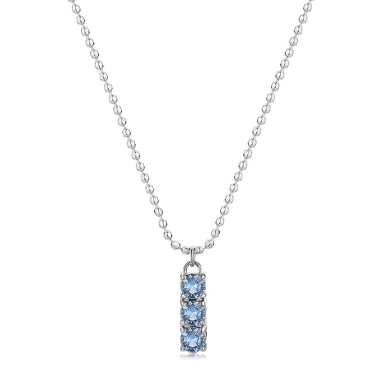 Collana donna S'agapõ Dazzly in acciaio con zircone trilogy azzurro