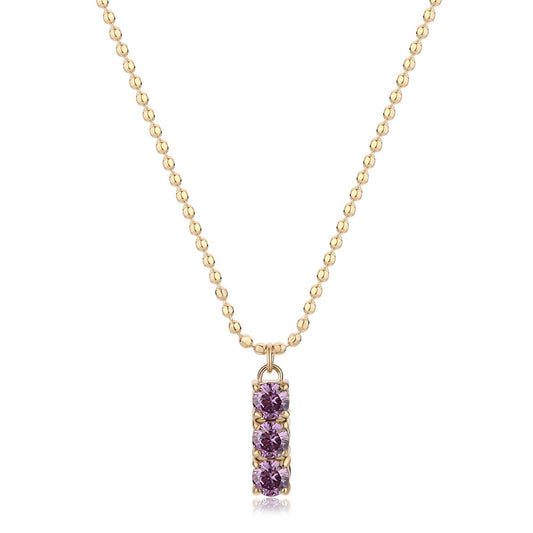 Collana donna S'agapõ Dazzly in acciaio dorato con zircone trilogy viola