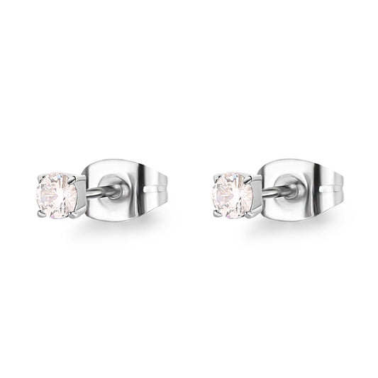 Orecchini punto luce donna S'agapõ Dazzly in acciaio con zircone bianco 3 mm