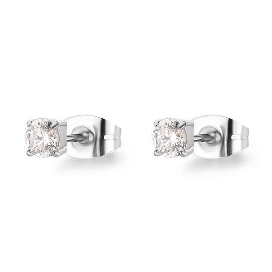 Orecchini punto luce donna S'agapõ Dazzly in acciaio con zircone bianco 4 mm