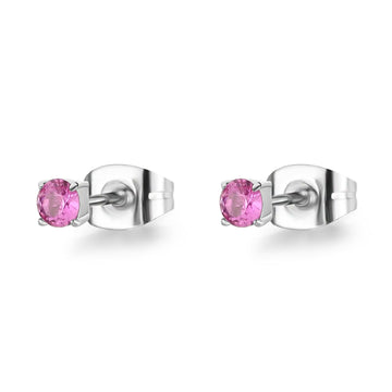 Orecchini punto luce donna S'agapõ Dazzly in acciaio con zircone rosa 3 mm SDZ48-1