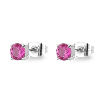 Orecchini punto luce donna S'agapõ Dazzly in acciaio con zircone rosa 5 mm SDZ49-1