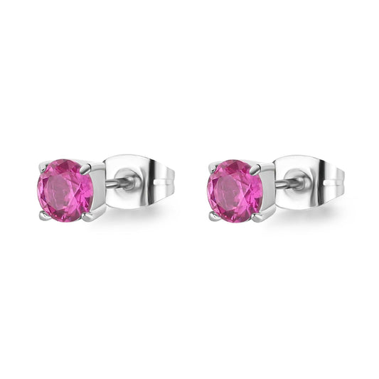 Orecchini punto luce donna S'agapõ Dazzly in acciaio con zircone rosa 5 mm