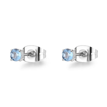 Orecchini punto luce donna S'agapõ Dazzly in acciaio con zircone azzurro 3 mm