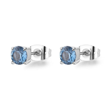 Orecchini punto luce donna S'agapõ Dazzly in acciaio con zircone azzurro 5 mm SDZ51-1