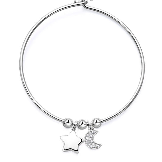 Bracciale rigido donna S'agapõ Feelings acciaio stella luna cristalli