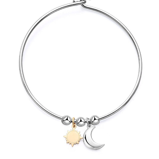 Bracciale rigido donna S'agapõ Feelings acciaio luna sole oro