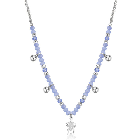 Collana girocollo donna S'agapõ Glint in acciaio con sfere blu e tartaruga SGI02-1