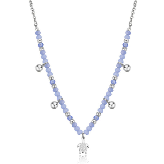 Collana girocollo donna S'agapõ Glint in acciaio con sfere blu e tartaruga