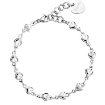 Bracciale donna S'agapõ Chunky in acciaio con catena a cuori 18,5 cm